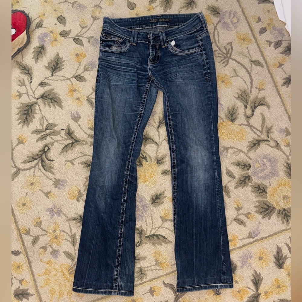 Mek Women's Blue Denim Low Rise Jeans